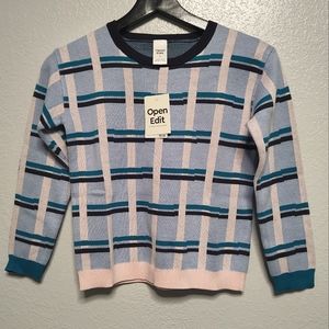Girl's Open Edit Plaid Sweater‎ size 8 blue & pink